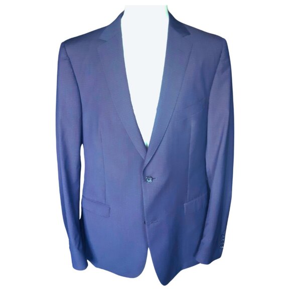 Z ZEGNA SZ 44L 2 Piece Men's 100% Wool Suit Blue Fine Check - Picture 2 of 16